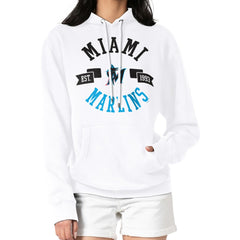 Miami Marlins G-III 4Her by Carl Banks Women's City Graphic Pullover Hoodie - White - MLB Sale