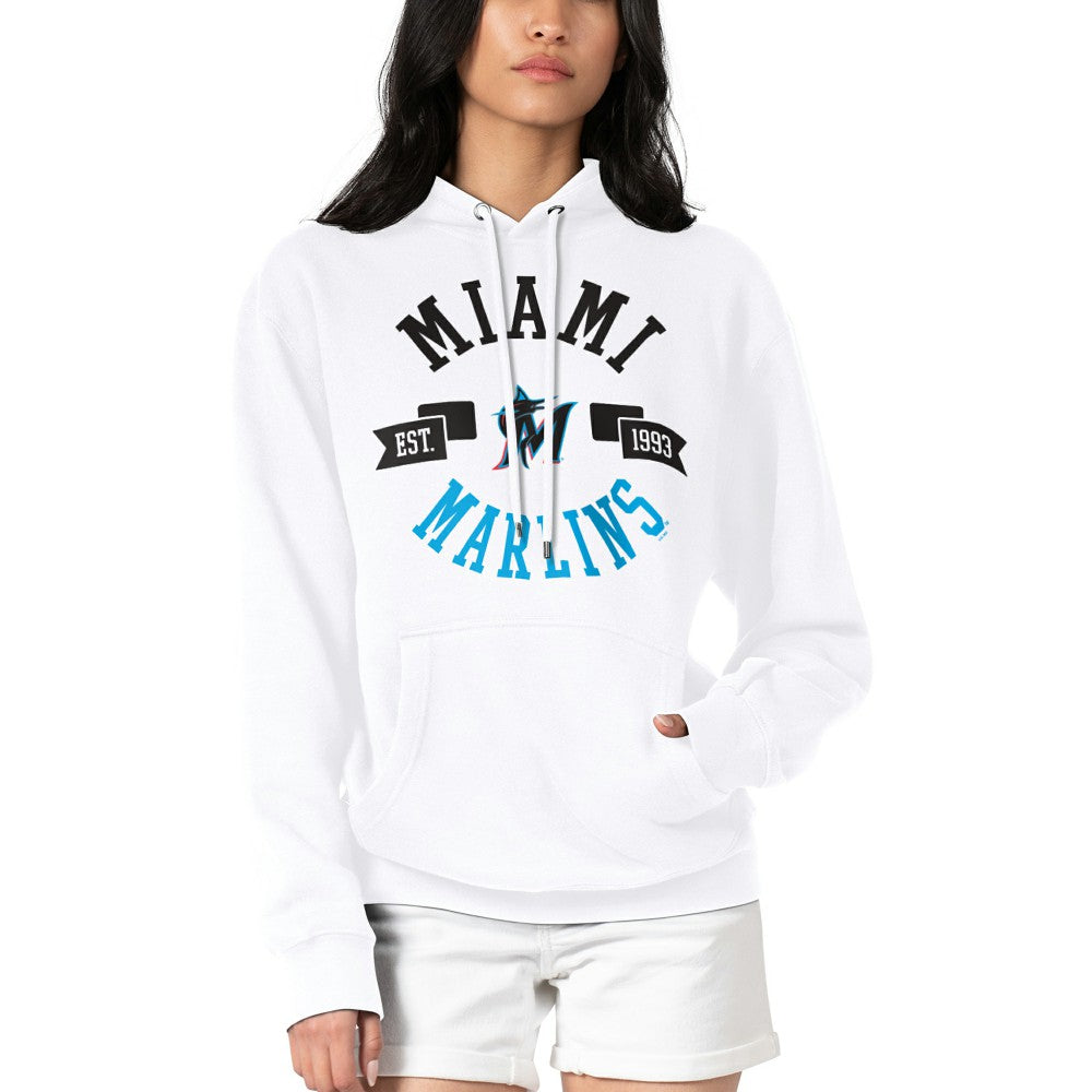 Miami Marlins G-III 4Her by Carl Banks Women's City Graphic Pullover Hoodie - White - MLB Sale