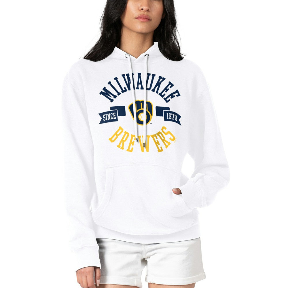 Milwaukee Brewers G-III 4Her by Carl Banks Women's City Graphic Pullover Hoodie - White - MLB Lifestyle