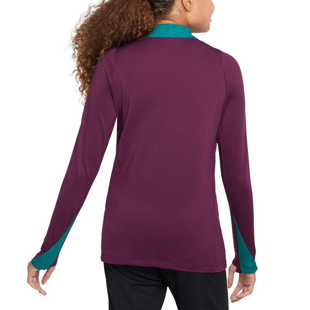 Paris Saint-Germain Youth 2024/25 Strike Drill Quarter-Zip Long Sleeve Performance Training Top Burgundy - Nike