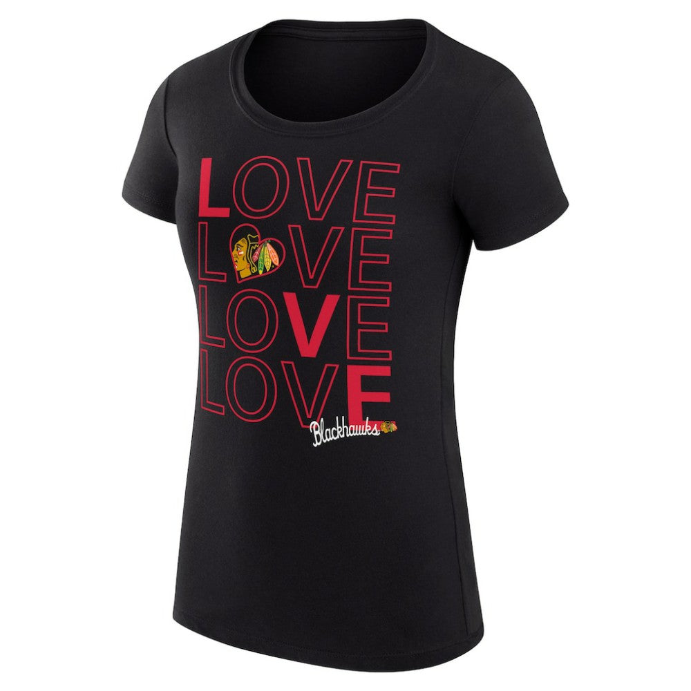 Chicago Blackhawks G-III 4Her by Carl Banks Women's Super-Slim Fit Lightweight Hockey Love T-Shirt - Black - NHL 200617470