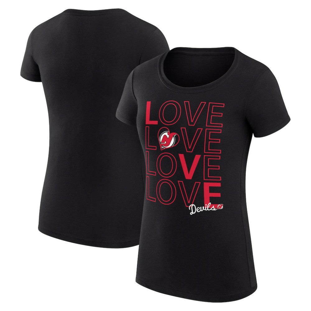 New Jersey Devils G-III 4Her by Carl Banks Women's Super-Slim Fit Lightweight Hockey Love T-Shirt - Black - NHL 200617476