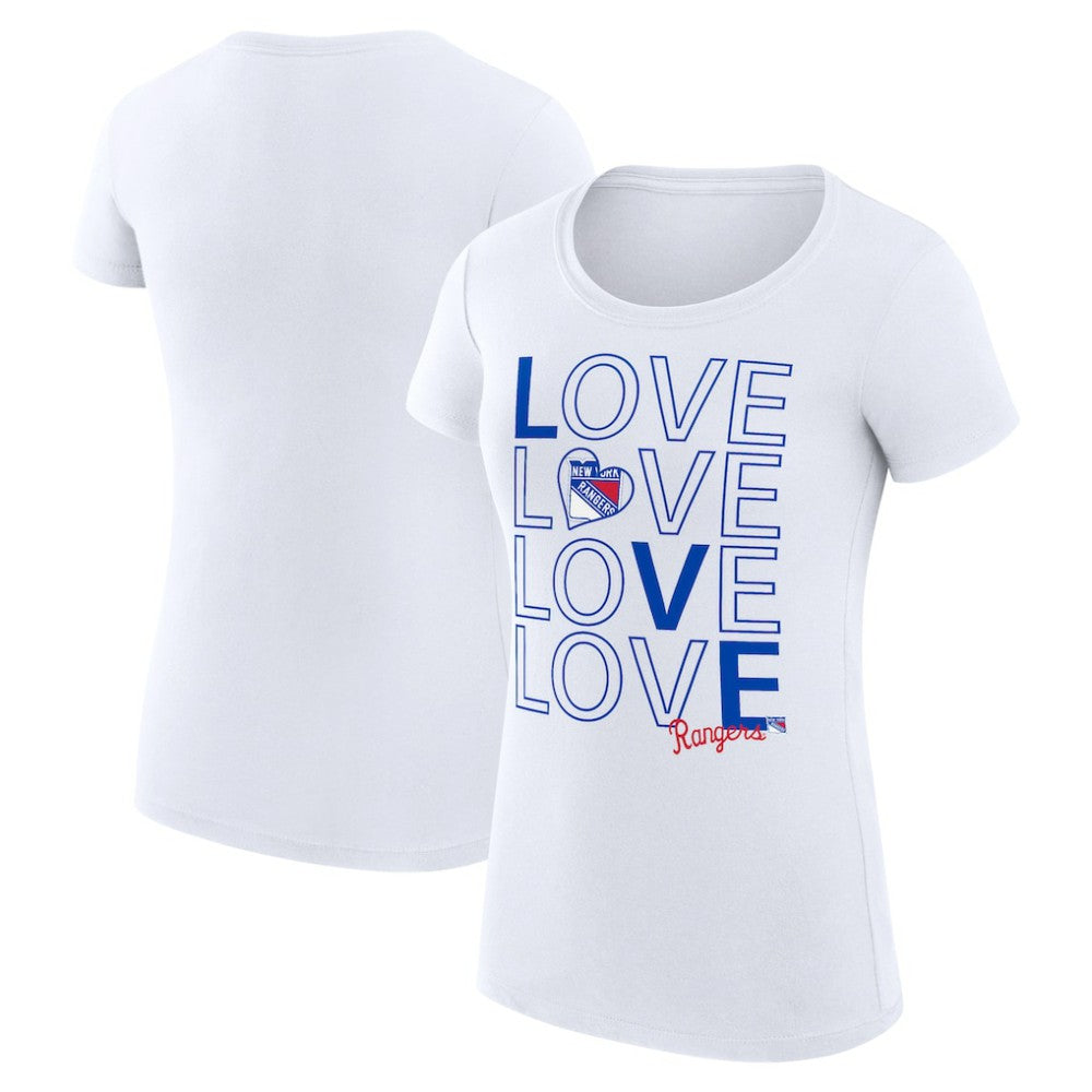 New York Rangers G-III 4Her by Carl Banks Women's Super-Slim Fit Lightweight Hockey Love T-Shirt - White - NHL 200617517