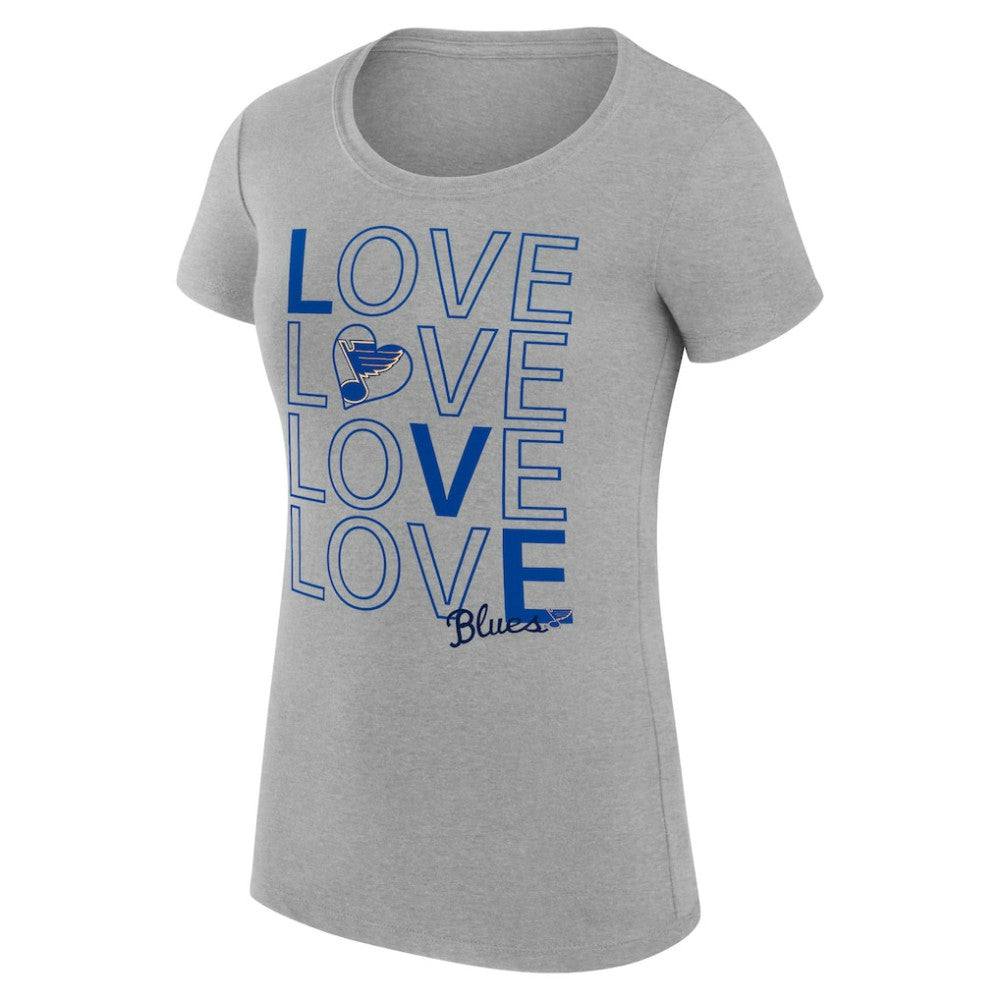 St. Louis Blues G-III 4Her by Carl Banks Women's Super-Slim Fit Lightweight Hockey Love T-Shirt - Heather Gray - NHL 200617540