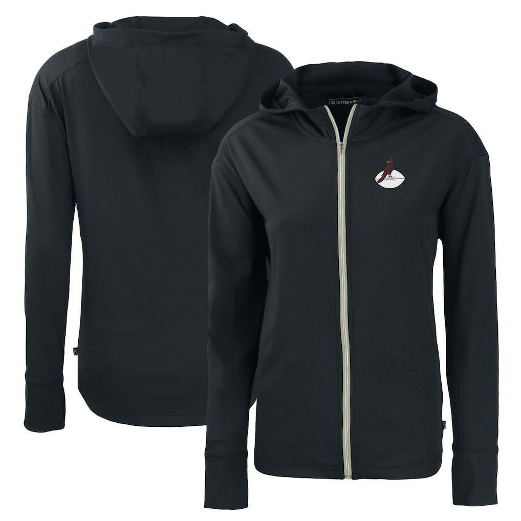Arizona Cardinals Cutter & Buck Women's Throwback Daybreak Eco Recycled Half-Zip Hoodie Black
