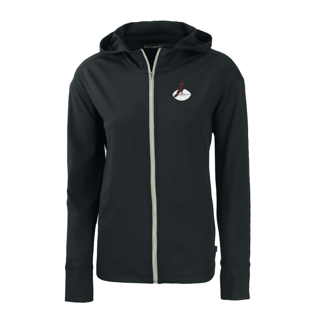 Arizona Cardinals Cutter & Buck Women's Throwback Daybreak Eco Recycled Half-Zip Hoodie Black