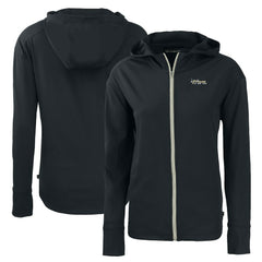 New York Jets Cutter & Buck Women's Throwback Daybreak Eco Recycled Half-Zip Hoodie Black