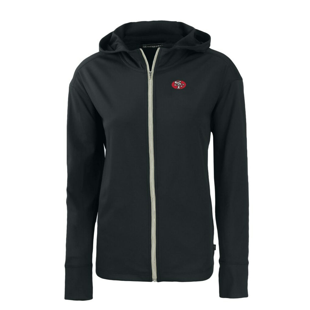 San Francisco 49ers Cutter & Buck Women's Throwback Daybreak Eco Recycled Half-Zip Hoodie Black