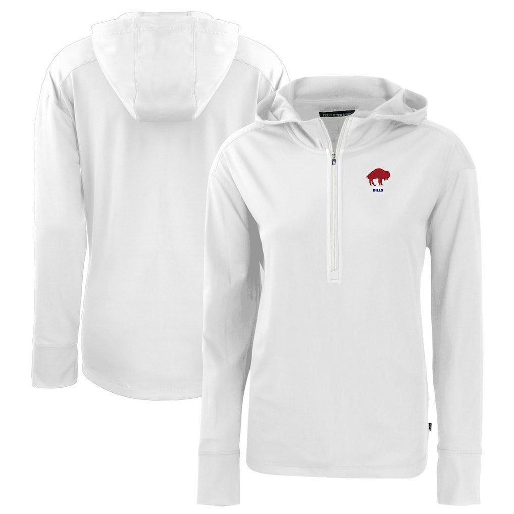Buffalo Bills Cutter & Buck Women's Throwback Daybreak Eco Recycled Half-Zip Hoodie White