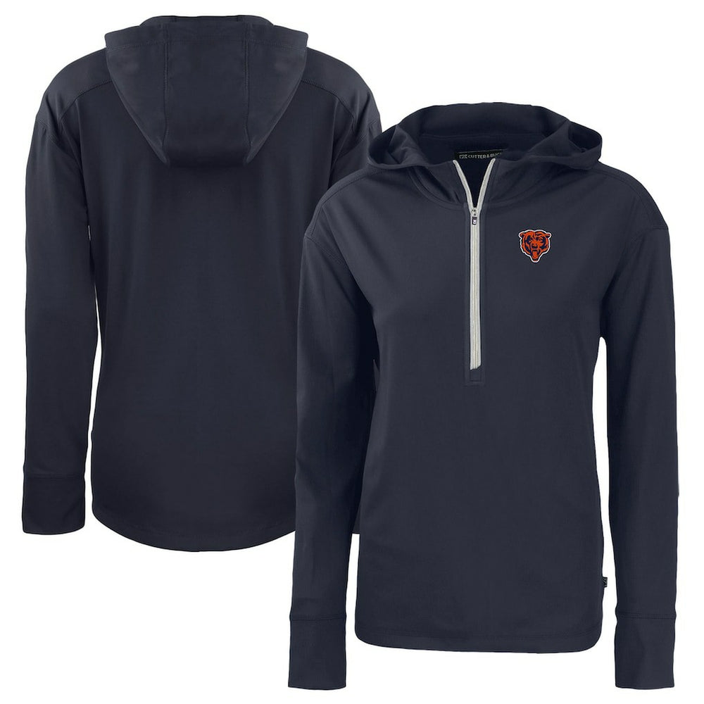 Chicago Bears Cutter & Buck Women's Throwback Daybreak Eco Recycled Half-Zip Hoodie Navy