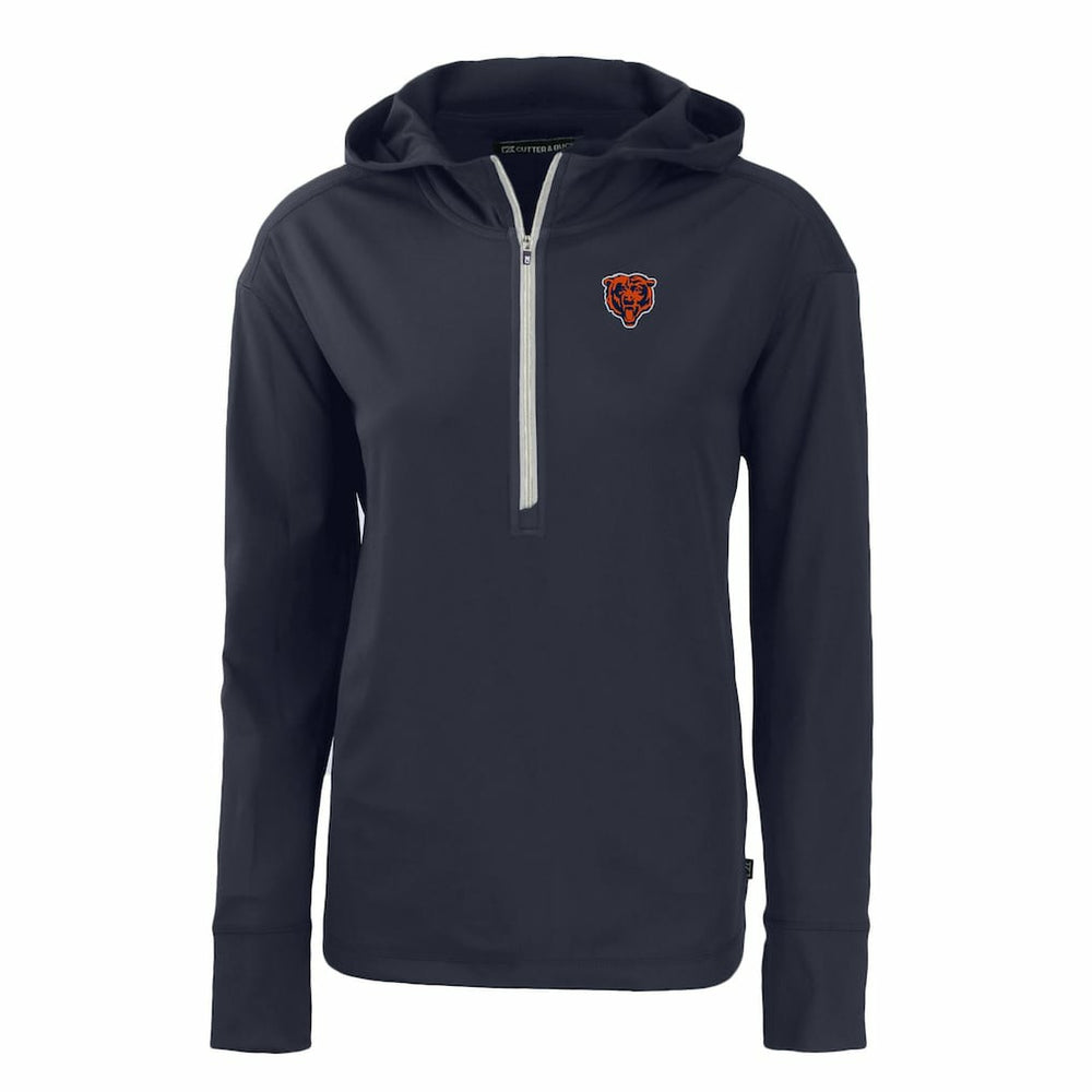 Chicago Bears Cutter & Buck Women's Throwback Daybreak Eco Recycled Half-Zip Hoodie Navy
