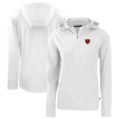 Chicago Bears Cutter & Buck Women's Throwback Daybreak Eco Recycled Half-Zip Hoodie White