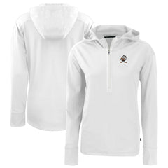 Cleveland Browns Cutter & Buck Women's Throwback Daybreak Eco Recycled Half-Zip Hoodie White