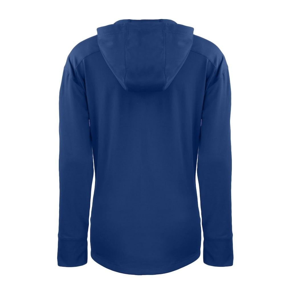 Denver Broncos Cutter & Buck Women's Throwback Daybreak Eco Recycled Half-Zip Hoodie Blue