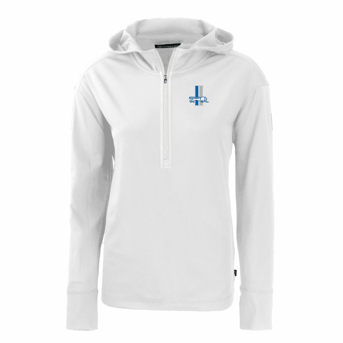Detroit Lions Cutter & Buck Women's Throwback Daybreak Eco Recycled Half-Zip Hoodie White