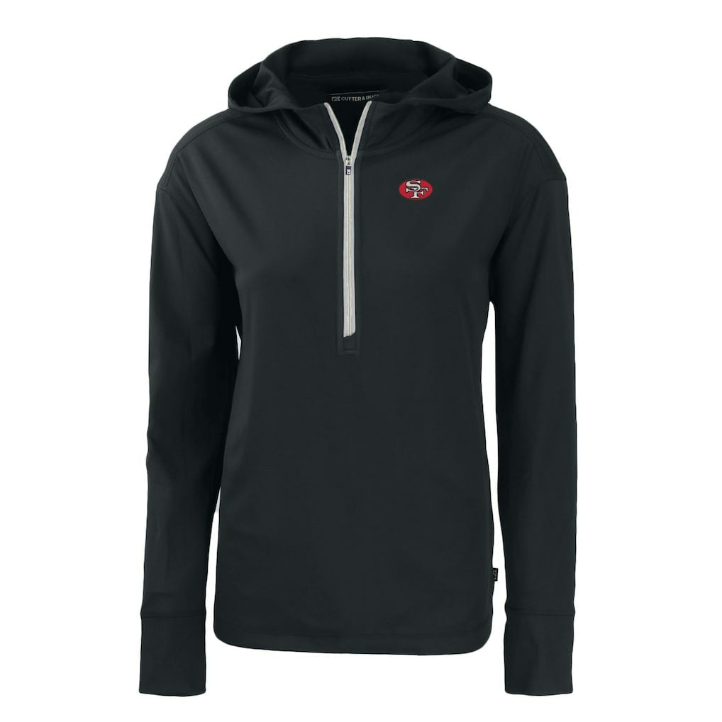 San Francisco 49ers Cutter & Buck Women's Throwback Daybreak Eco Recycled Half-Zip Hoodie Black