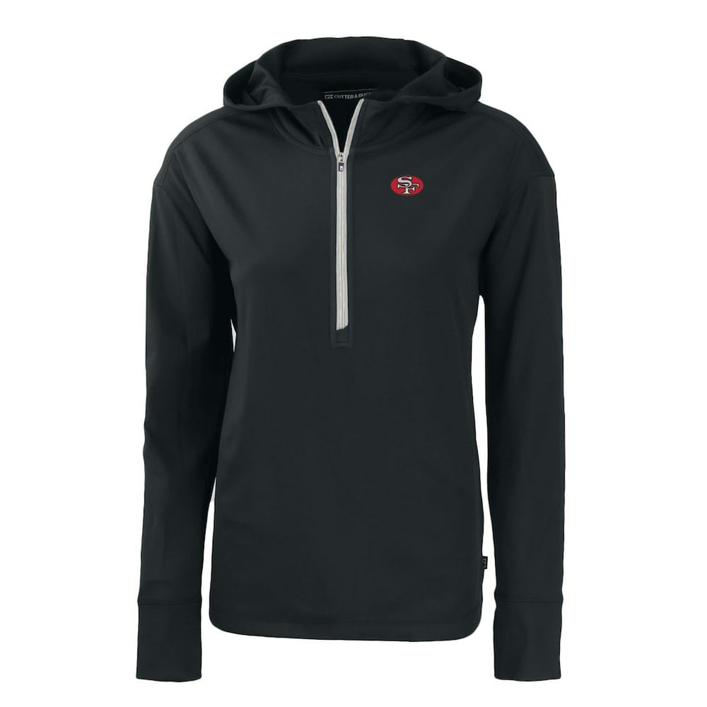 San Francisco 49ers Cutter & Buck Women's Throwback Daybreak Eco Recycled Half-Zip Hoodie Black