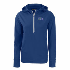 Seattle Seahawks Cutter & Buck Women's Throwback Daybreak Eco Recycled Half-Zip Hoodie Blue