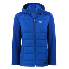 New York Giants Cutter & Buck Women's Throwback Evoke Hybrid Eco Softshell Recycled Full-Zip Hoodie Jacket Royal