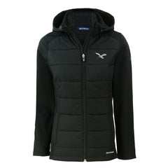 Philadelphia Eagles Cutter & Buck Women's Throwback Evoke Hybrid Eco Softshell Recycled Full-Zip Hoodie Jacket Black