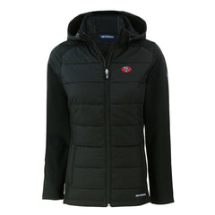 San Francisco 49ers Cutter & Buck Women's Throwback Evoke Hybrid Eco Softshell Recycled Full-Zip Hoodie Jacket Black