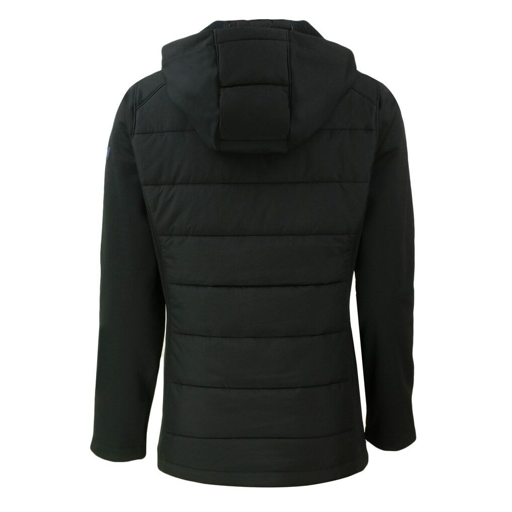 San Francisco 49ers Cutter & Buck Women's Throwback Evoke Hybrid Eco Softshell Recycled Full-Zip Hoodie Jacket Black