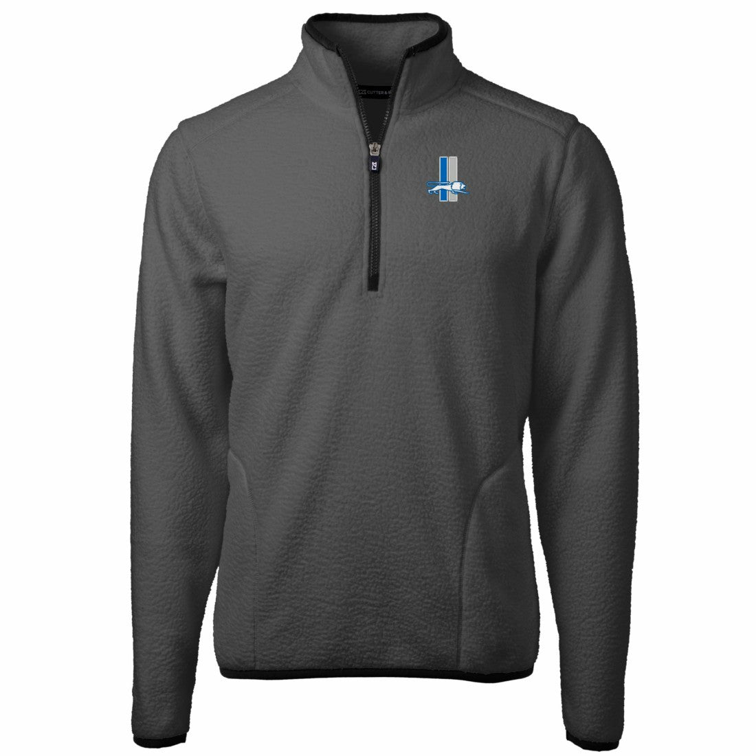 Detroit Lions Cutter & Buck Throwback Cascade Eco Sherpa Fleece Quarter-Zip Pullover Jacket Gray/Black