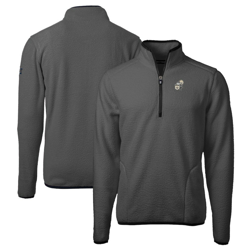 New Orleans Saints Cutter & Buck Throwback Cascade Eco Sherpa Fleece Quarter-Zip Pullover Jacket Gray/Black