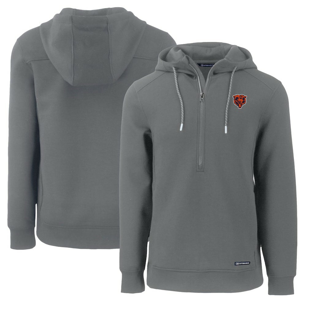 Chicago Bears Cutter & Buck Throwback Roam Eco Half-Zip Recycled Pullover Hoodie Gray