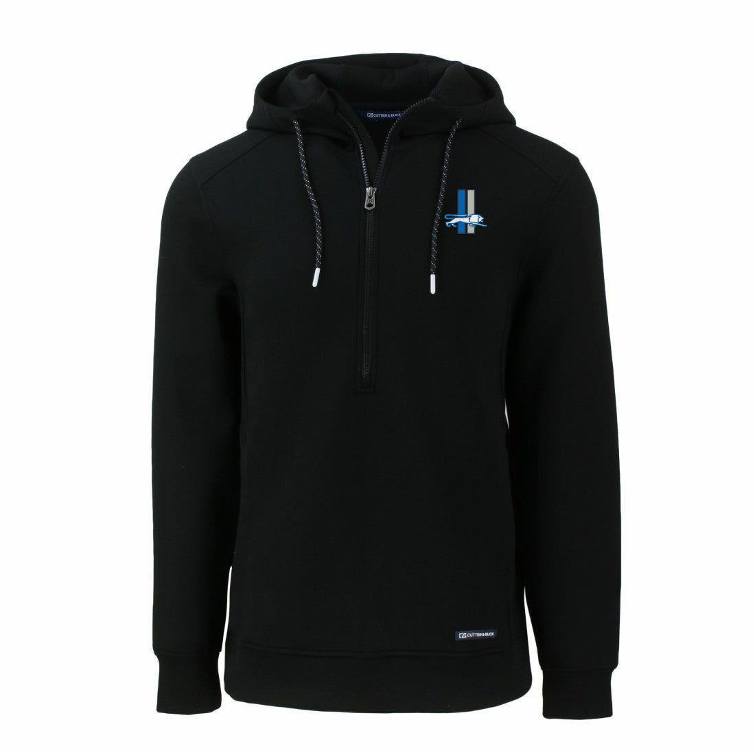 Detroit Lions Cutter & Buck Throwback Roam Eco Half-Zip Recycled Pullover Hoodie Black