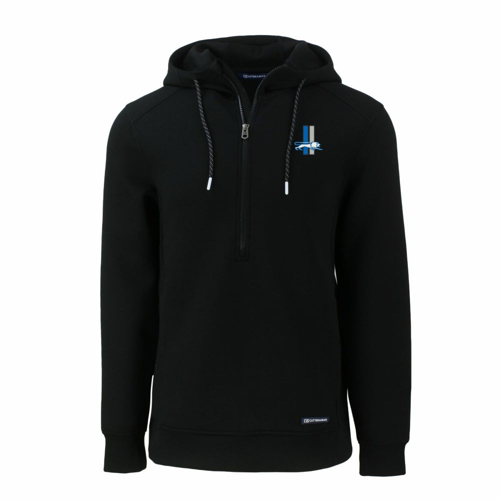 Detroit Lions Cutter & Buck Throwback Roam Eco Half-Zip Recycled Pullover Hoodie Black