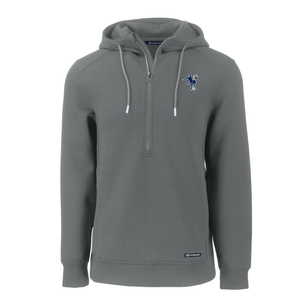 Indianapolis Colts Cutter & Buck Throwback Roam Eco Half-Zip Recycled Pullover Hoodie Gray