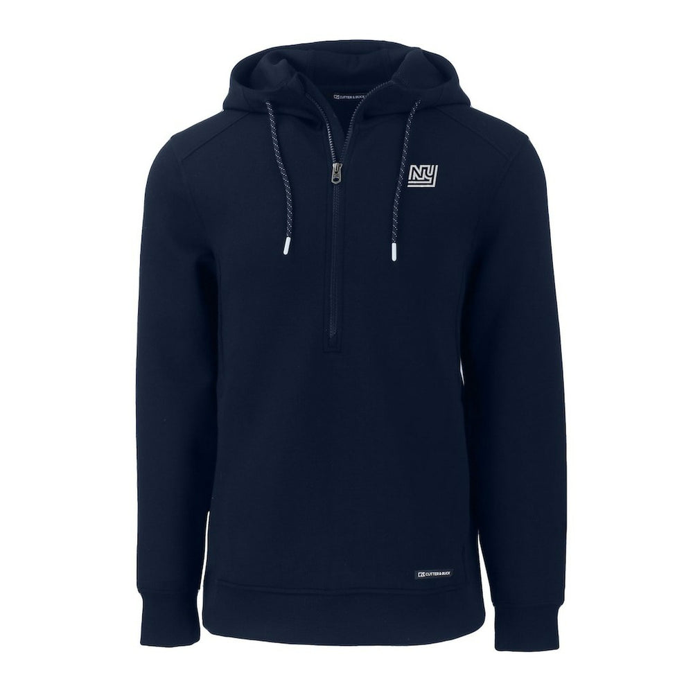 New York Giants Cutter & Buck Throwback Roam Eco Half-Zip Recycled Pullover Hoodie Navy