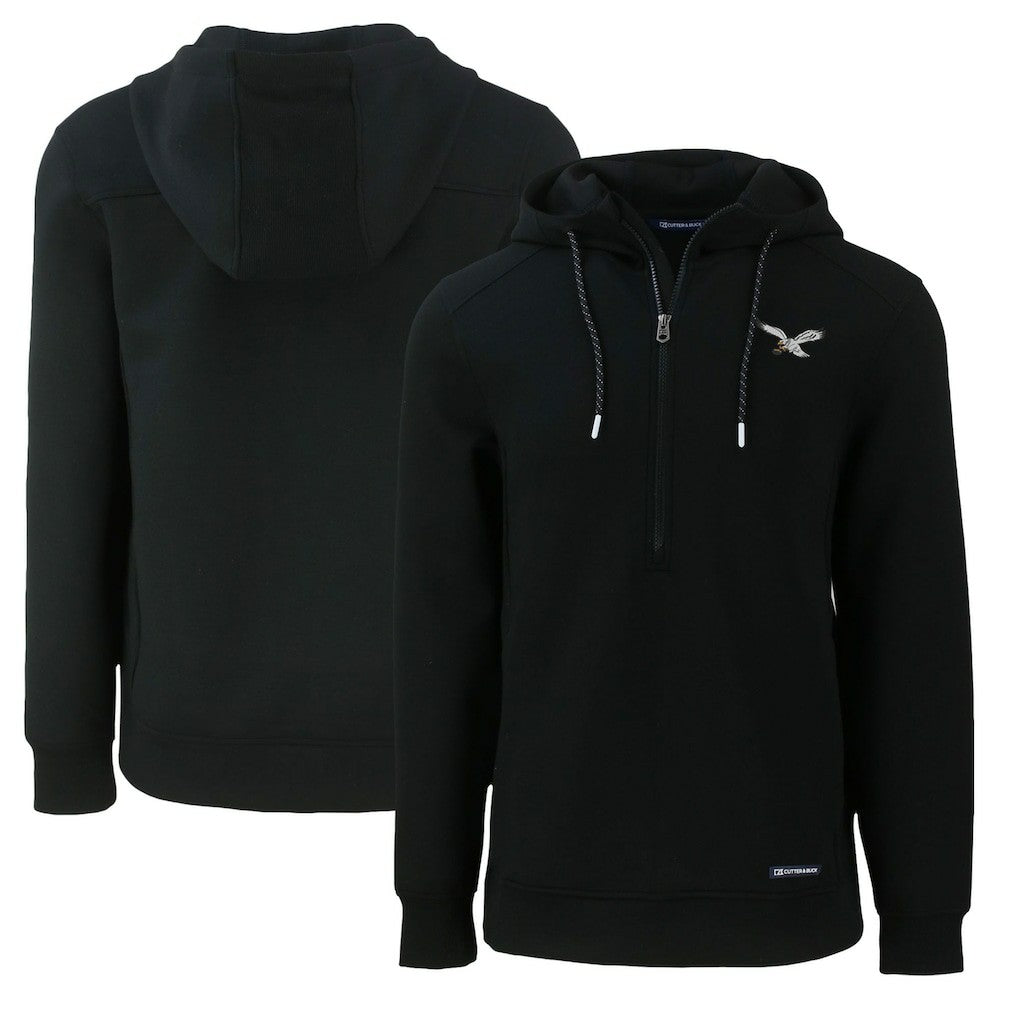 Philadelphia Eagles Cutter & Buck Throwback Roam Eco Half-Zip Recycled Pullover Hoodie Black