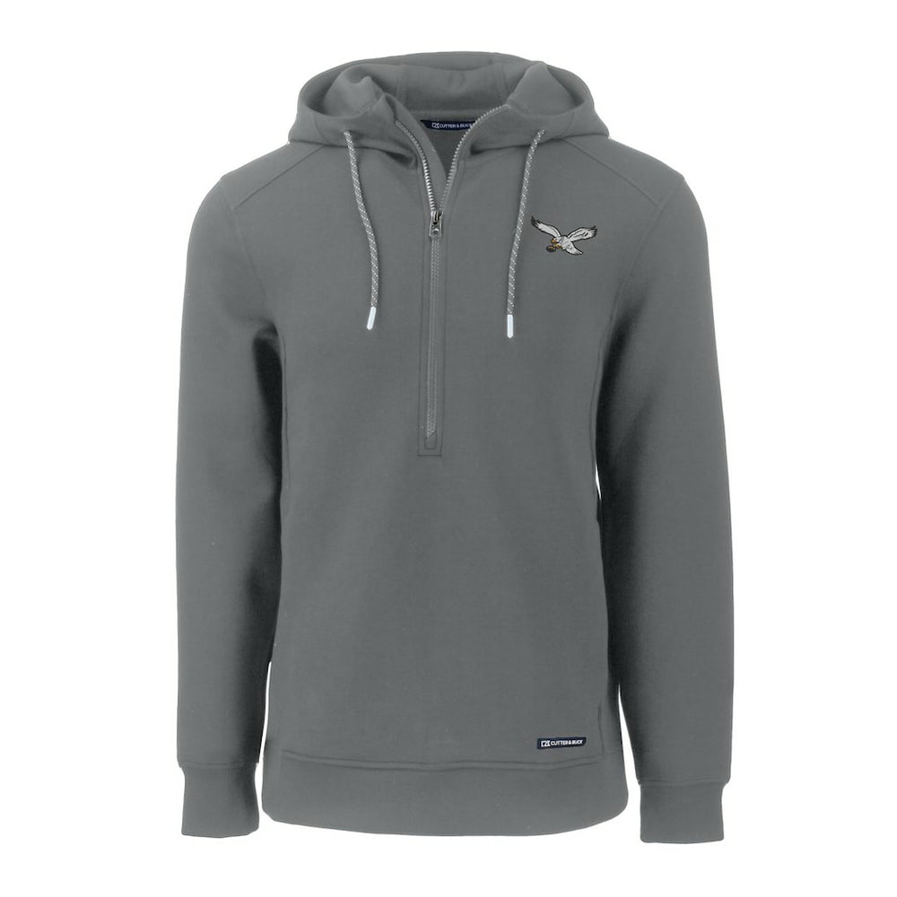 Philadelphia Eagles Cutter & Buck Throwback Roam Eco Half-Zip Recycled Pullover Hoodie Gray