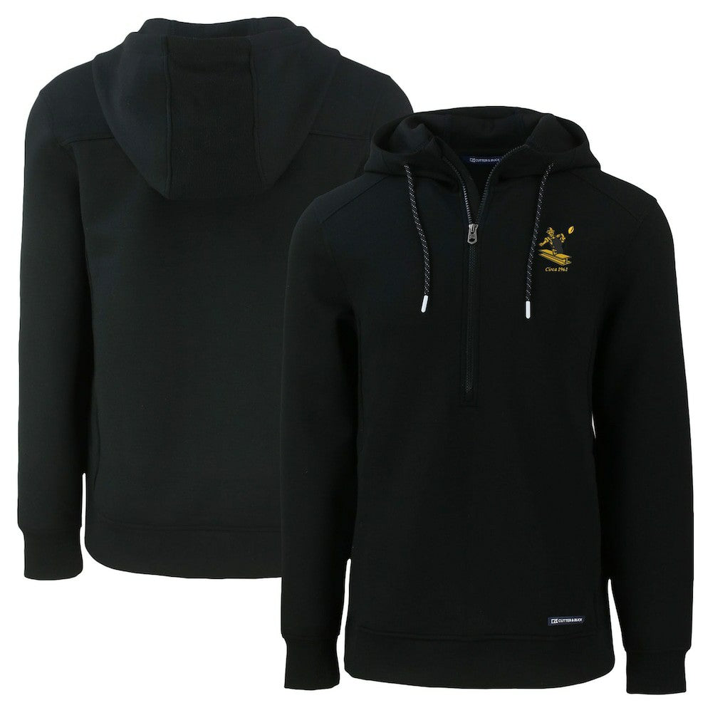 Pittsburgh Steelers Cutter & Buck Throwback Roam Eco Half-Zip Recycled Pullover Hoodie Black