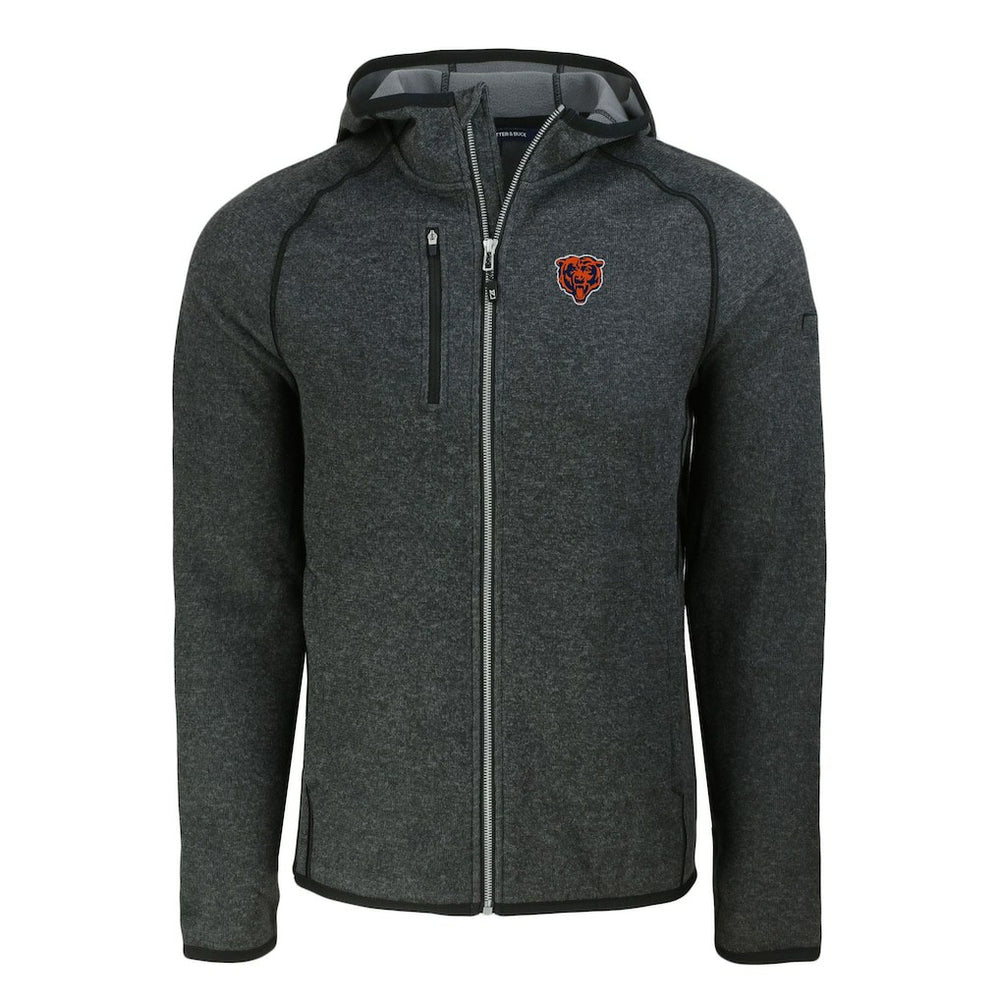 Chicago Bears Cutter & Buck Throwback Mainsail Sweater-Knit Full-Zip Hoodie Heather Charcoal