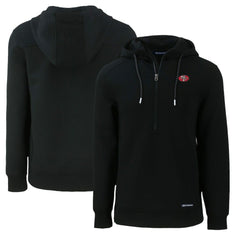 San Francisco 49ers Cutter & Buck Throwback Roam Eco Half-Zip Recycled Pullover Hoodie Black