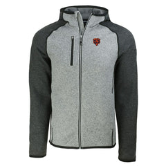 Chicago Bears Cutter & Buck Throwback Mainsail Sweater-Knit Full-Zip Hoodie Heather Gray/Heather Charcoal
