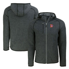 Denver Broncos Cutter & Buck Throwback Mainsail Sweater-Knit Full-Zip Hoodie Heather Charcoal
