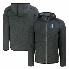 Detroit Lions Cutter & Buck Throwback Mainsail Sweater-Knit Full-Zip Hoodie Heather Charcoal