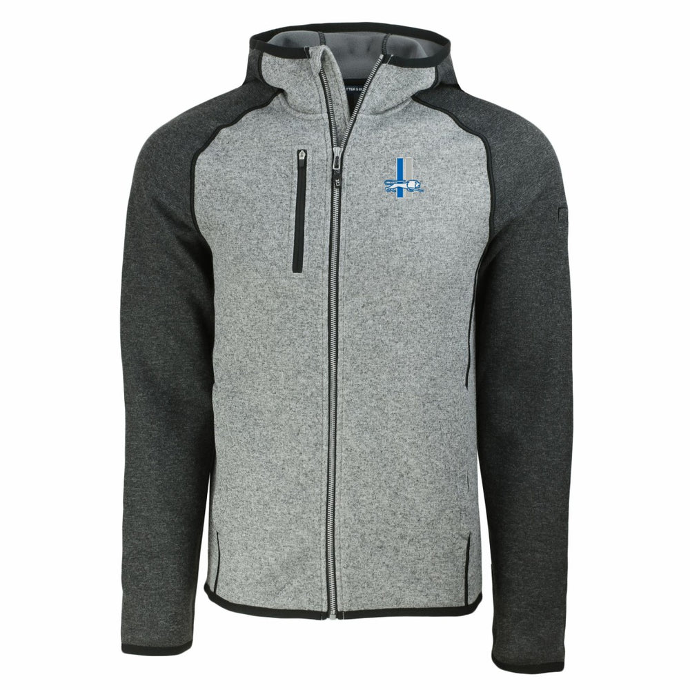 Detroit Lions Cutter & Buck Throwback Mainsail Sweater-Knit Full-Zip Hoodie Heather Gray/Heather Charcoal