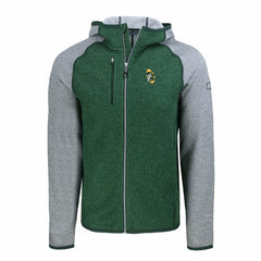 Green Bay Packers Cutter & Buck Throwback Mainsail Sweater-Knit Full-Zip Hoodie Heather Green/Heather Gray