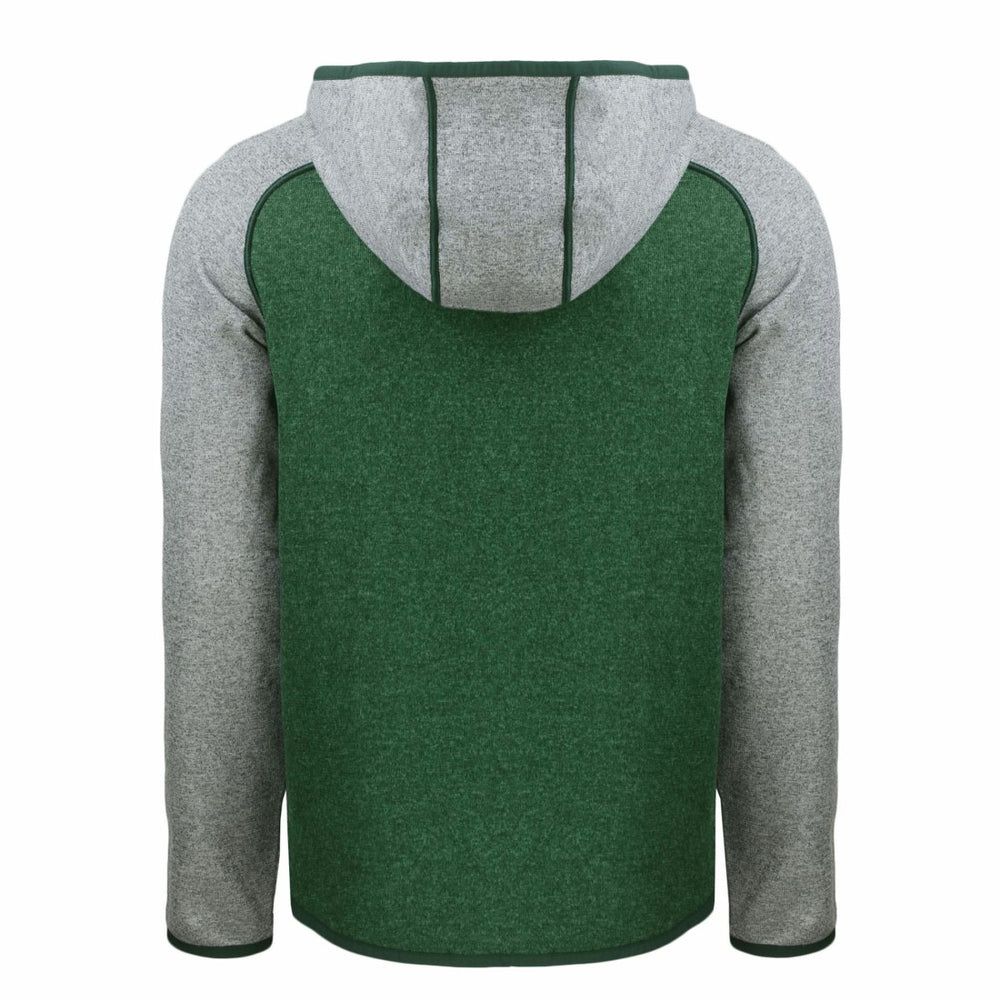 Green Bay Packers Cutter & Buck Throwback Mainsail Sweater-Knit Full-Zip Hoodie Heather Green/Heather Gray