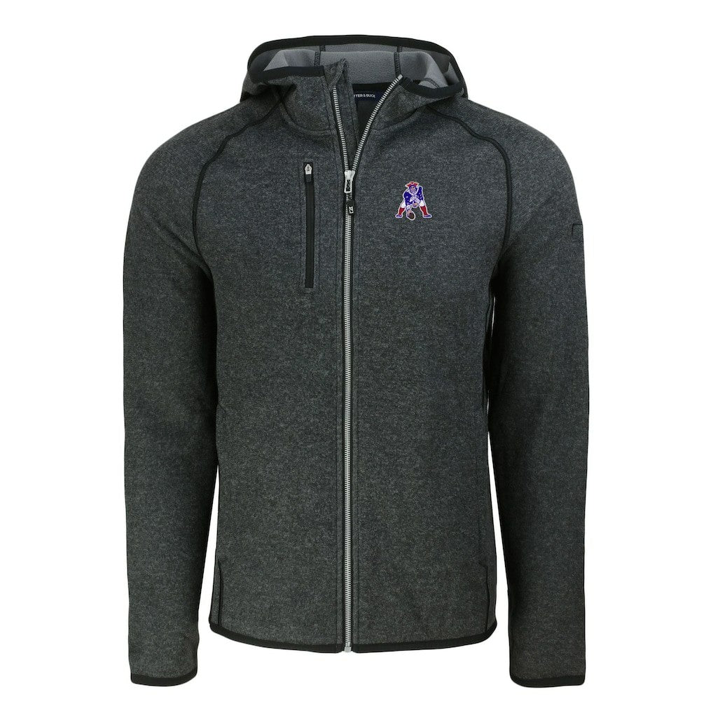 New England Patriots Cutter & Buck Throwback Mainsail Sweater-Knit Full-Zip Hoodie Heather Charcoal