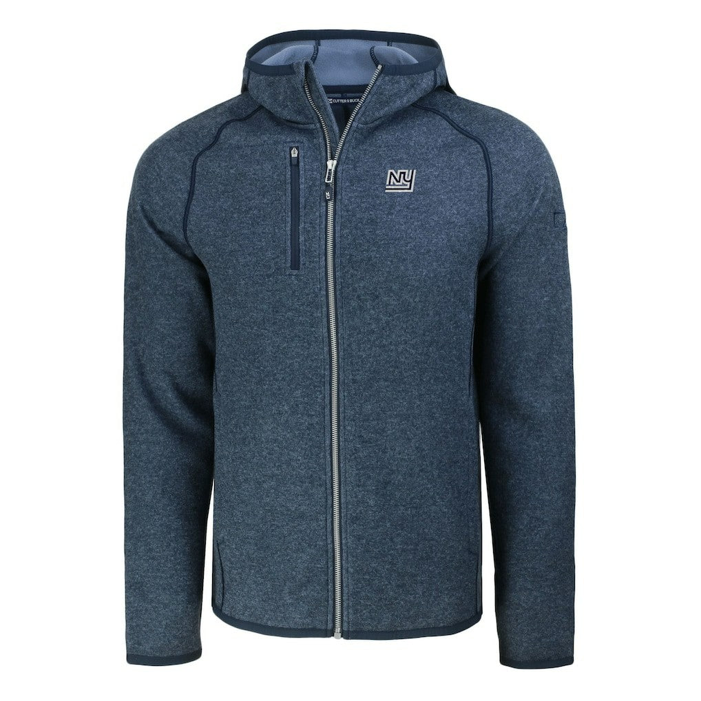 New York Giants Cutter & Buck Throwback Mainsail Sweater-Knit Full-Zip Hoodie Heather Navy