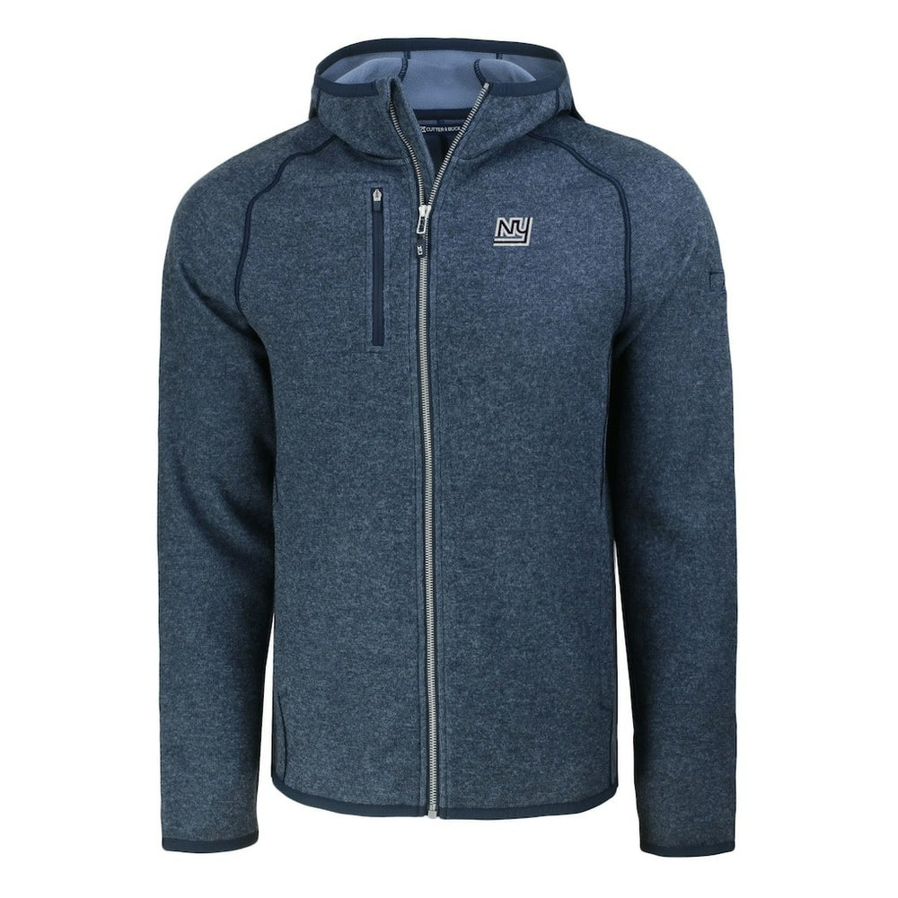 New York Giants Cutter & Buck Throwback Mainsail Sweater-Knit Full-Zip Hoodie Heather Navy