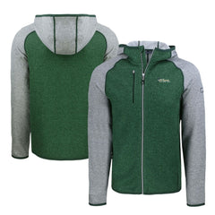 New York Jets Cutter & Buck Throwback Mainsail Sweater-Knit Full-Zip Hoodie Heather Green/Heather Gray