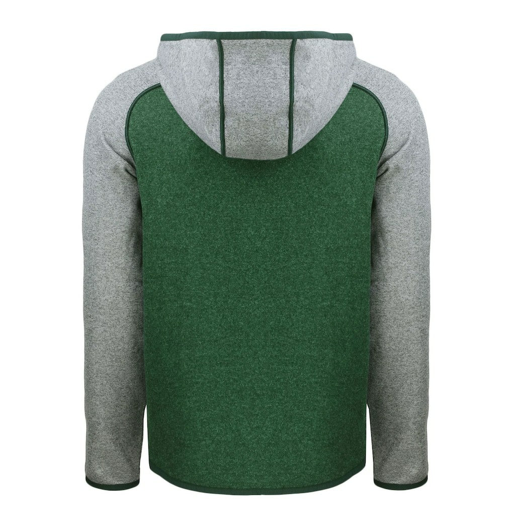 New York Jets Cutter & Buck Throwback Mainsail Sweater-Knit Full-Zip Hoodie Heather Green/Heather Gray
