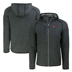 San Francisco 49ers Cutter & Buck Throwback Mainsail Sweater-Knit Full-Zip Hoodie Heather Charcoal